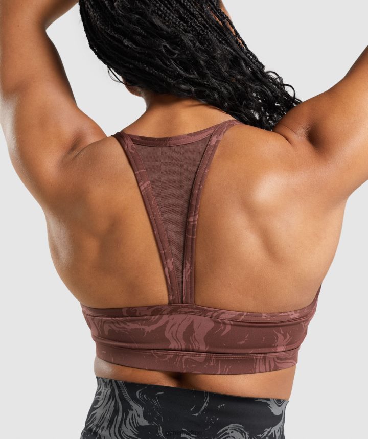 Gymsharksujetador deportivo gs power mujer estampado marrón cereza PFTJ2N221 ropa