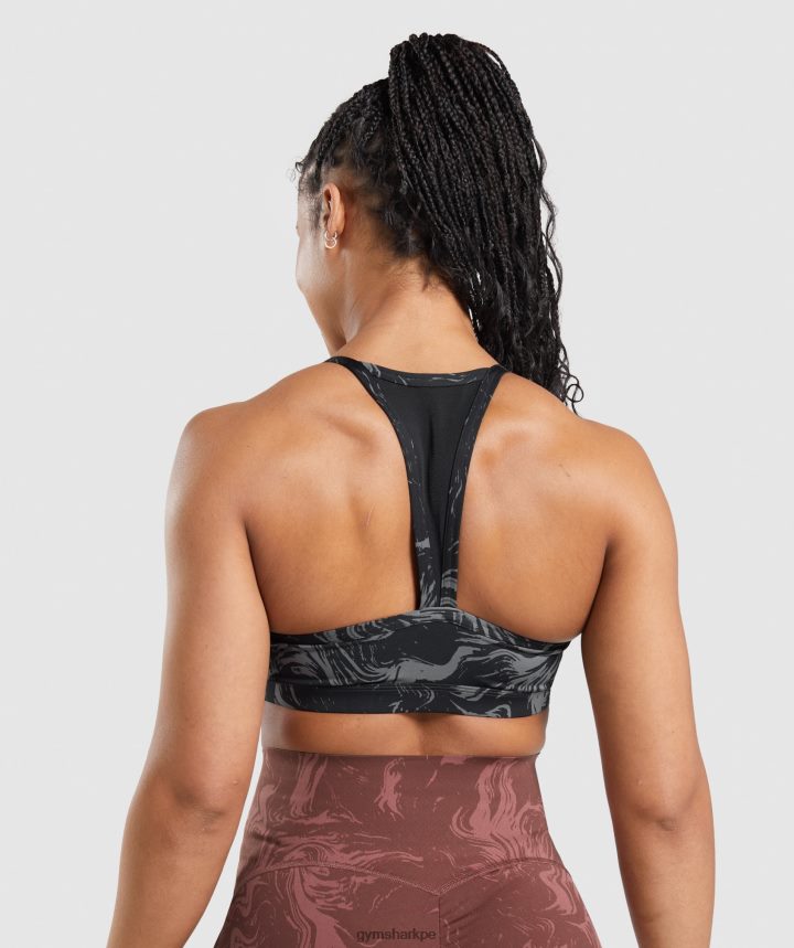 Gymsharksujetador deportivo gs power mujer impresión en negro PFTJ2N199 ropa