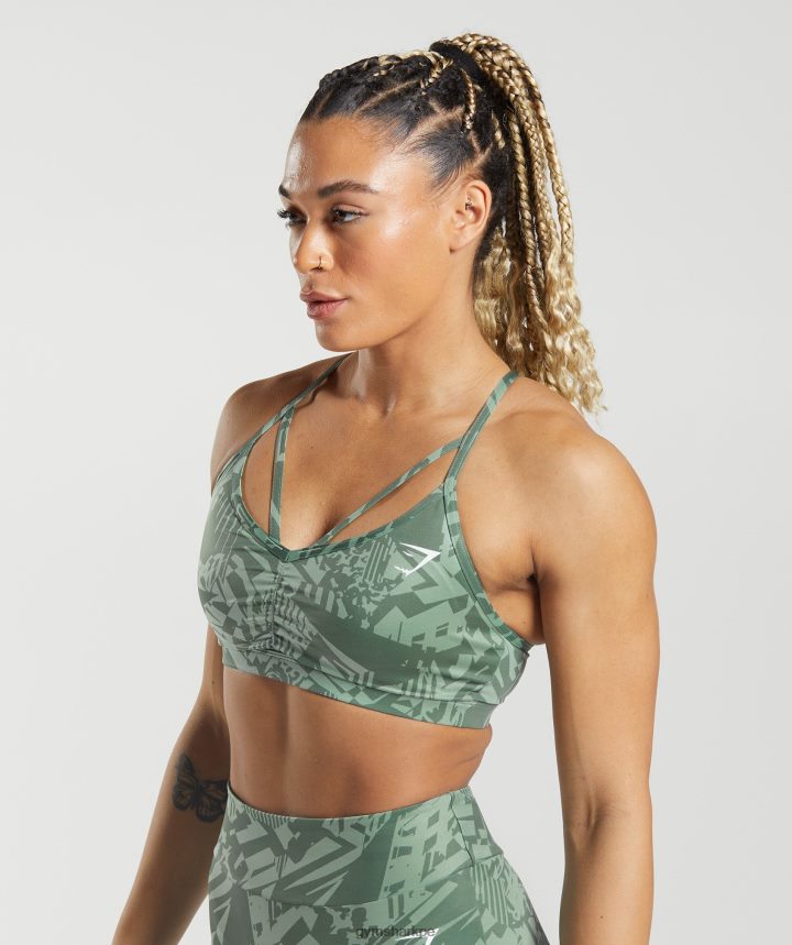 Gymsharksujetador deportivo gs power mujer impresión verde salvia PFTJ2N148 ropa