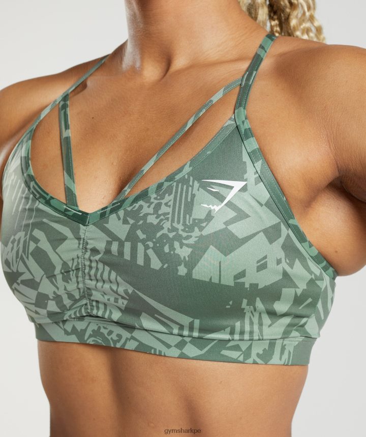 Gymsharksujetador deportivo gs power mujer impresión verde salvia PFTJ2N148 ropa
