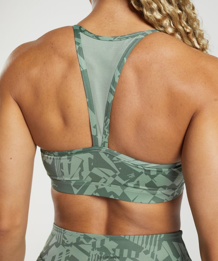 Gymsharksujetador deportivo gs power mujer impresión verde salvia PFTJ2N148 ropa