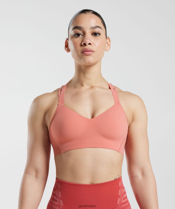 Gymsharksujetador deportivo ilimitado mujer rosa terracota PFTJ2N134 ropa