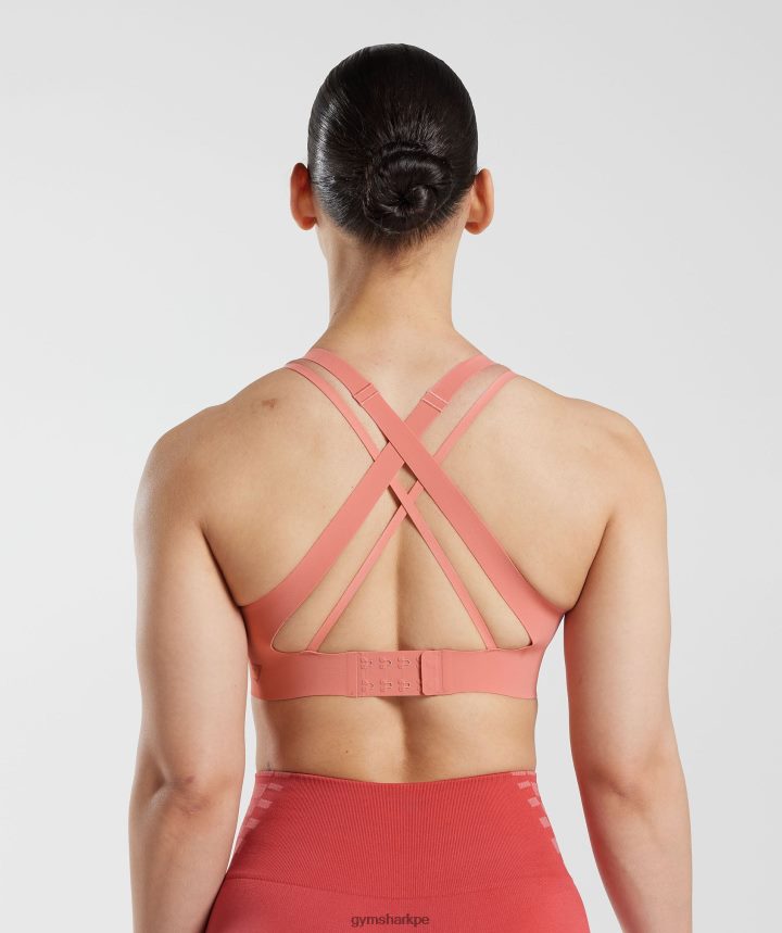 Gymsharksujetador deportivo ilimitado mujer rosa terracota PFTJ2N134 ropa
