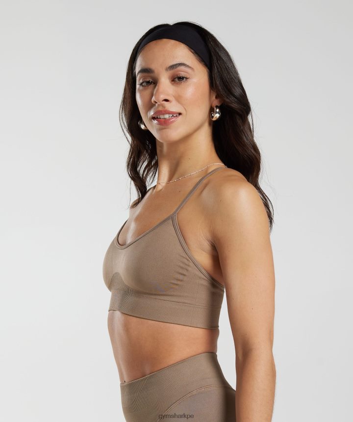 Gymsharksujetador deportivo sin costuras mujer marrón fósil PFTJ2N122 ropa