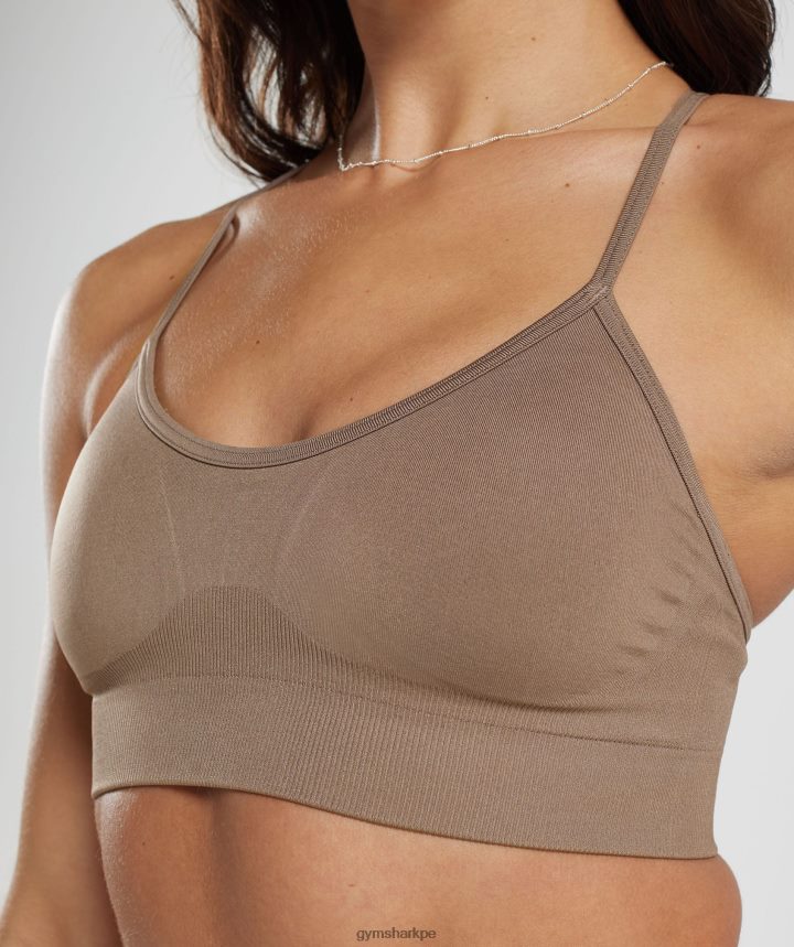 Gymsharksujetador deportivo sin costuras mujer marrón fósil PFTJ2N122 ropa