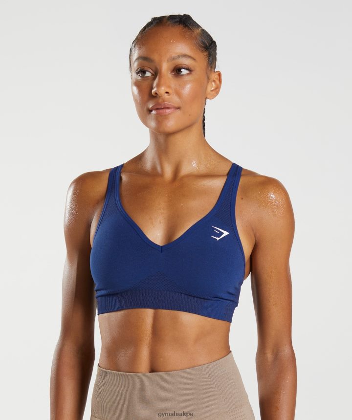 Gymsharksujetador deportivo vital sin costuras 2.0 con cuello en V mujer marga azul estelar PFTJ2N218 ropa