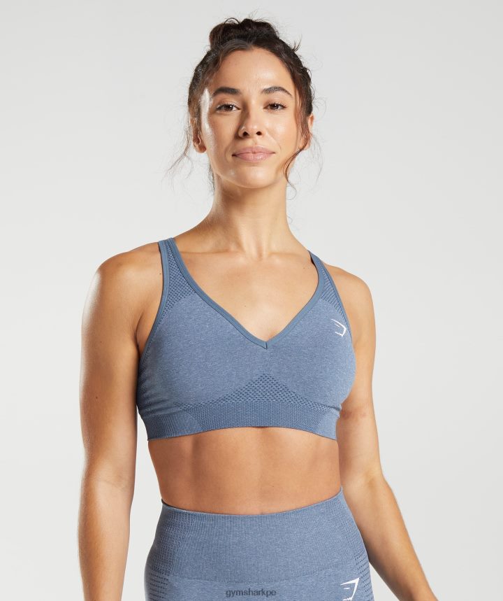 Gymsharksujetador deportivo vital sin costuras 2.0 con cuello en V mujer marga azul noche PFTJ2N185 ropa