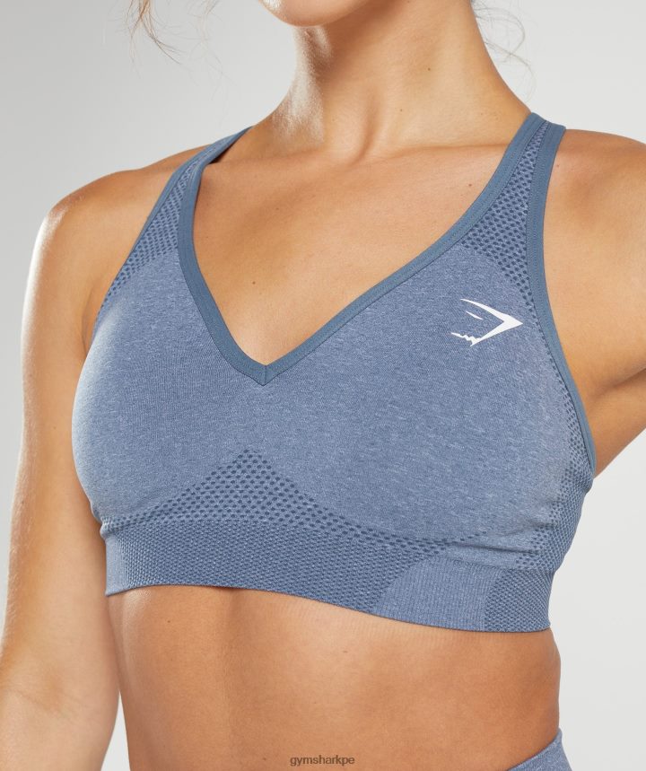 Gymsharksujetador deportivo vital sin costuras 2.0 con cuello en V mujer marga azul noche PFTJ2N185 ropa