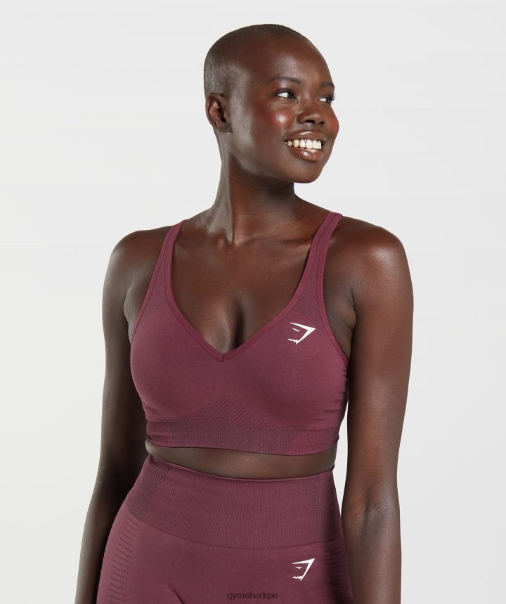 Gymsharksujetador deportivo vital sin costuras 2.0 con cuello en V mujer marga granate al horno PFTJ2N207 ropa