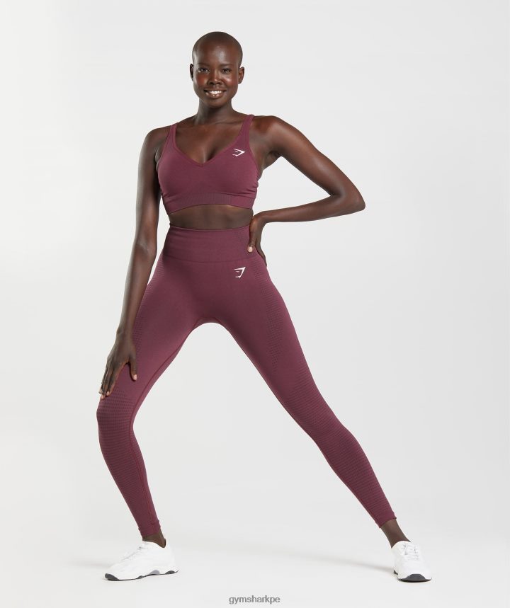 Gymsharksujetador deportivo vital sin costuras 2.0 con cuello en V mujer marga granate al horno PFTJ2N207 ropa