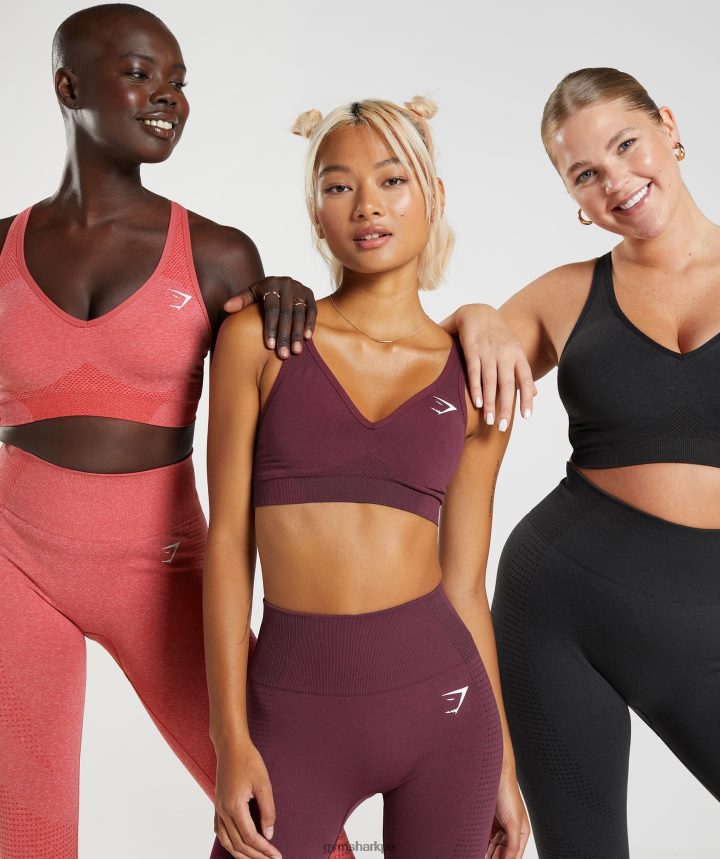 Gymsharksujetador deportivo vital sin costuras 2.0 con cuello en V mujer marga granate al horno PFTJ2N207 ropa