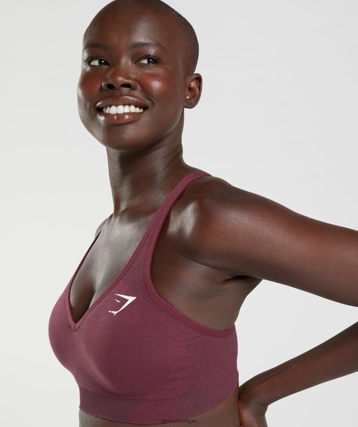 Gymsharksujetador deportivo vital sin costuras 2.0 con cuello en V mujer marga granate al horno PFTJ2N207 ropa