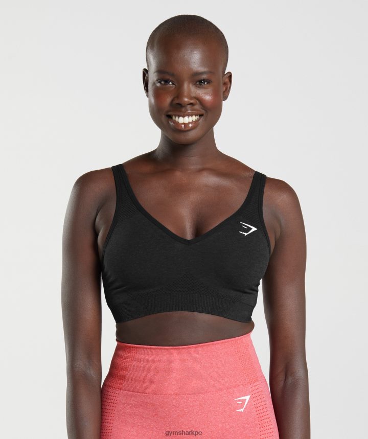 Gymsharksujetador deportivo vital sin costuras 2.0 con cuello en V mujer marga negra PFTJ2N152 ropa