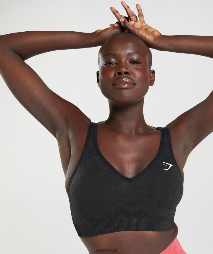 Gymsharksujetador deportivo vital sin costuras 2.0 con cuello en V mujer marga negra PFTJ2N152 ropa