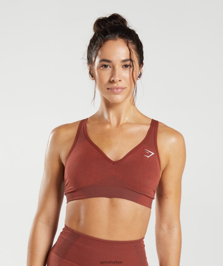 Gymsharksujetador deportivo vital sin costuras 2.0 con cuello en V mujer marga rojo ladrillo PFTJ2N168 ropa