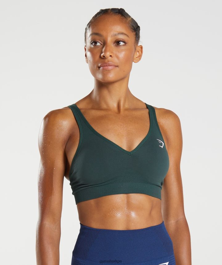 Gymsharksujetador deportivo vital sin costuras 2.0 con cuello en V mujer marga verde bosque PFTJ2N205 ropa