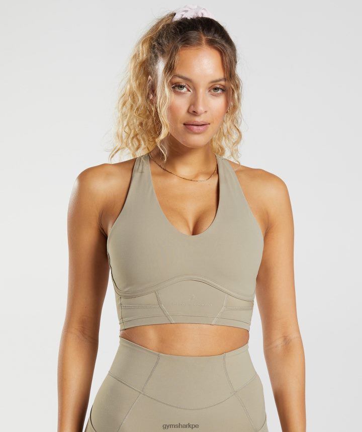 Gymsharksujetador largo whitney mujer marrón cemento PFTJ2N229 ropa