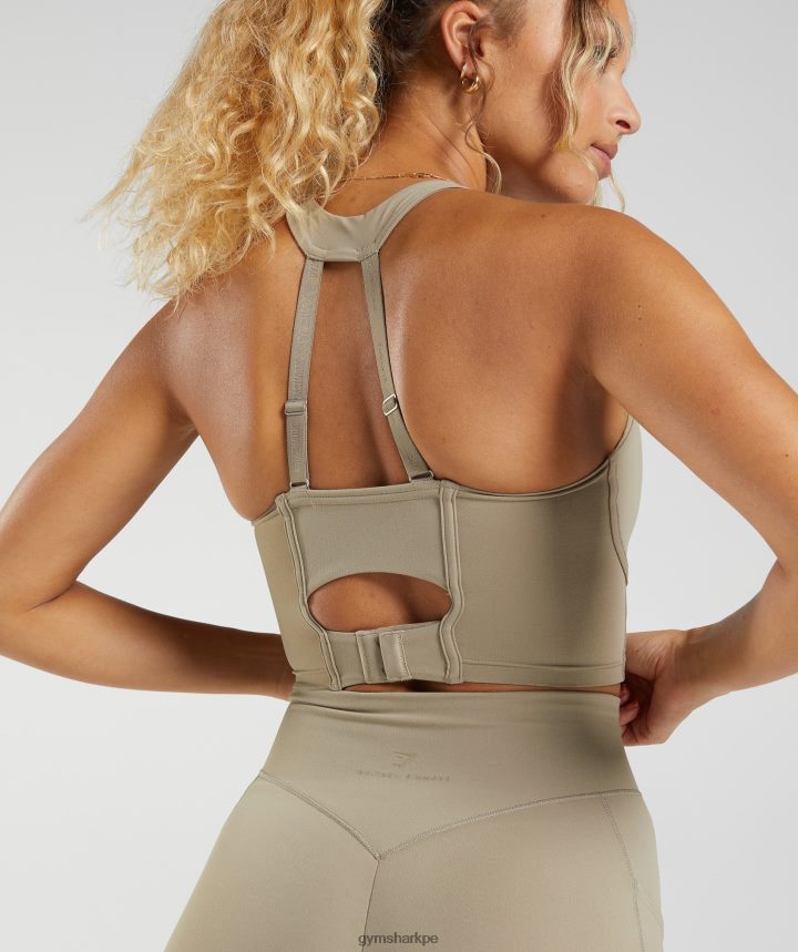 Gymsharksujetador largo whitney mujer marrón cemento PFTJ2N229 ropa