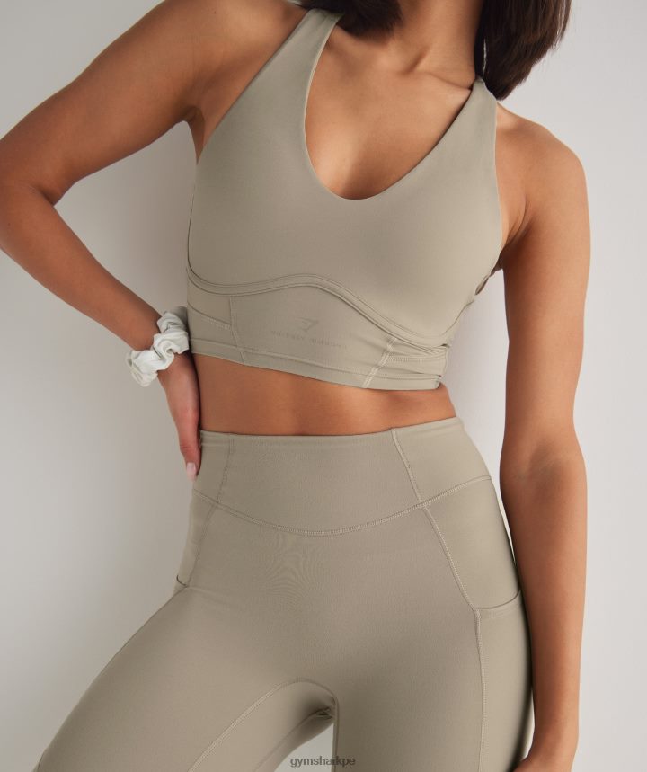 Gymsharksujetador largo whitney mujer marrón cemento PFTJ2N229 ropa