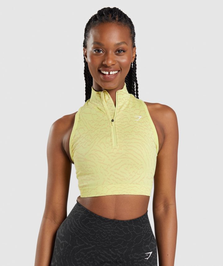 Gymsharkadapt animal crop sin costuras 1/2 cremallera mujer luciérnaga amarilla PFTJ2N469 ropa