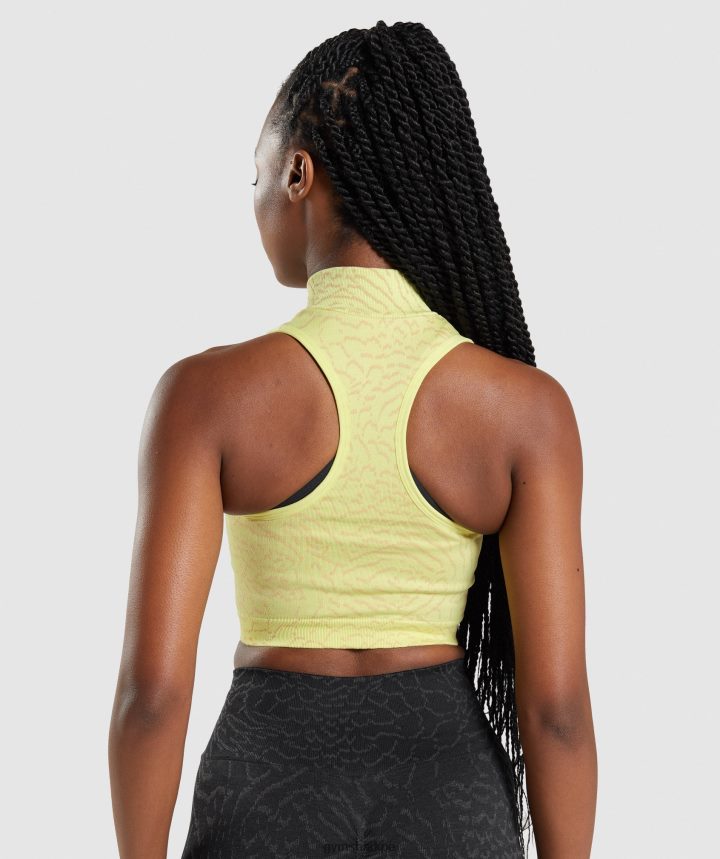 Gymsharkadapt animal crop sin costuras 1/2 cremallera mujer luciérnaga amarilla PFTJ2N469 ropa