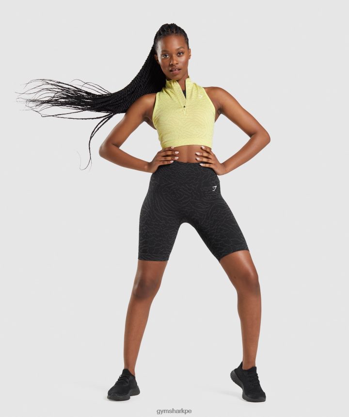 Gymsharkadapt animal crop sin costuras 1/2 cremallera mujer luciérnaga amarilla PFTJ2N469 ropa
