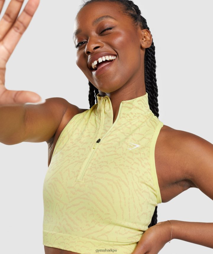 Gymsharkadapt animal crop sin costuras 1/2 cremallera mujer luciérnaga amarilla PFTJ2N469 ropa