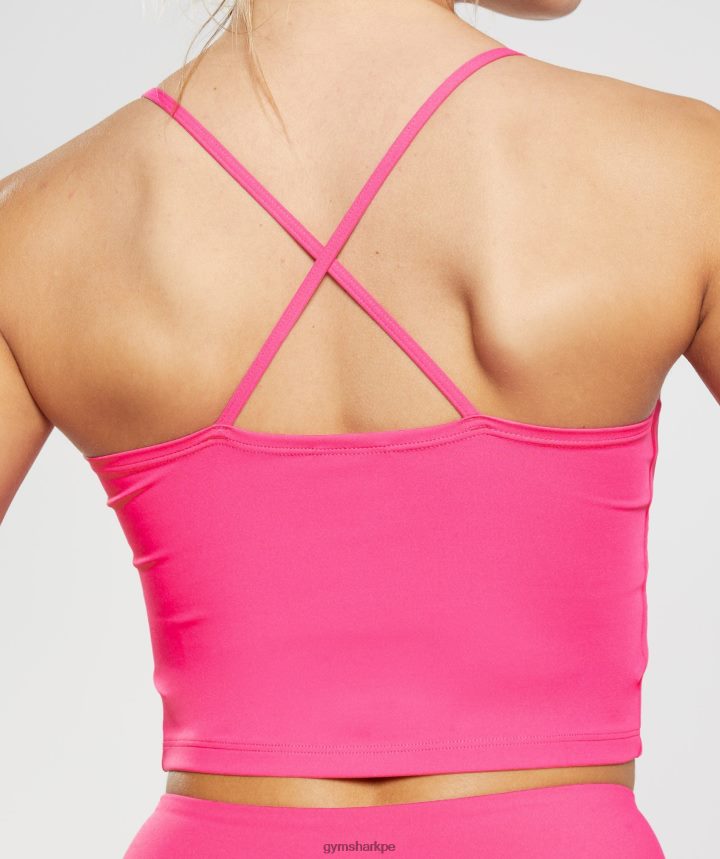 Gymsharkcamiseta sin mangas corta con tiras mujer fucsia brillante PFTJ2N505 ropa