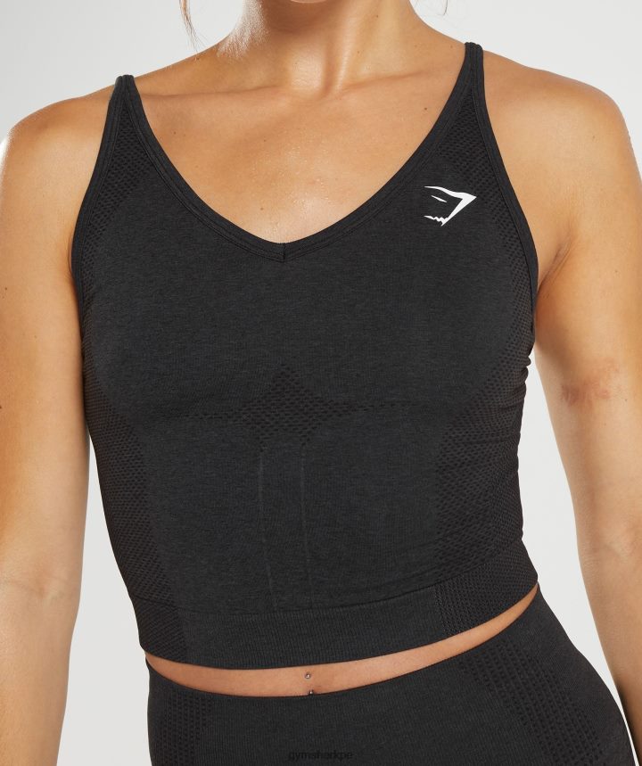 Gymsharkcamiseta sin mangas midi vital 2.0 sin costuras mujer marga negra PFTJ2N419 ropa
