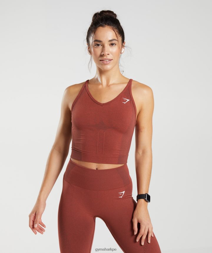 Gymsharkcamiseta sin mangas midi vital 2.0 sin costuras mujer marga rojo ladrillo PFTJ2N485 ropa