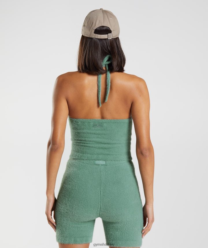 Gymsharktop whitney de punto con pestañas midi halter mujer hoja verde PFTJ2N443 ropa