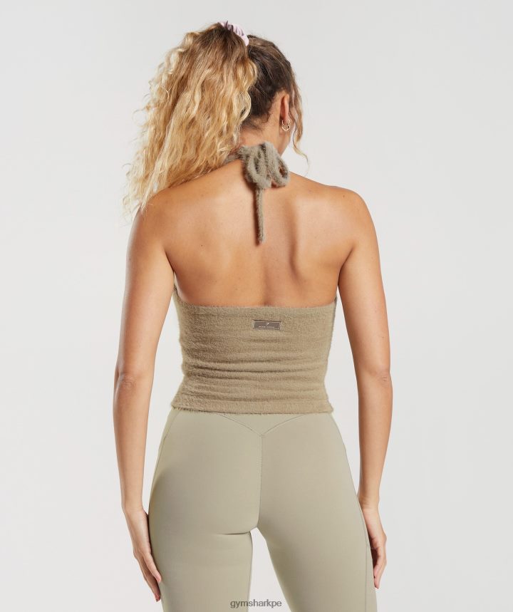Gymsharktop whitney de punto con pestañas midi halter mujer marrón cemento PFTJ2N444 ropa