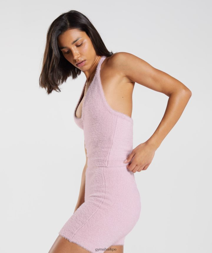 Gymsharktop whitney de punto con pestañas midi halter mujer pétalo prensado rosa PFTJ2N464 ropa