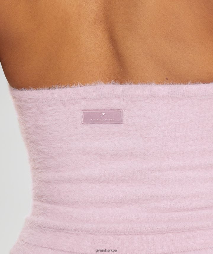 Gymsharktop whitney de punto con pestañas midi halter mujer pétalo prensado rosa PFTJ2N464 ropa