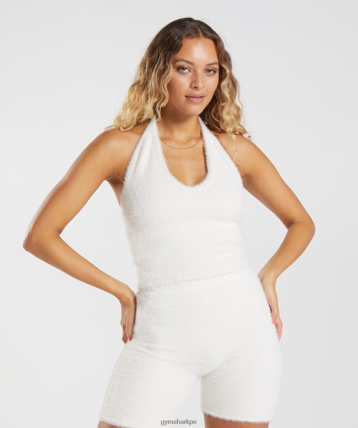 Gymsharktop whitney de punto con pestañas midi halter mujer tragaluz blanco PFTJ2N423 ropa