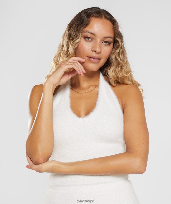 Gymsharktop whitney de punto con pestañas midi halter mujer tragaluz blanco PFTJ2N423 ropa