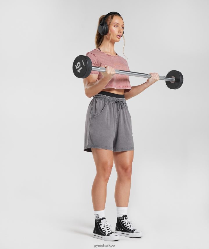 Gymsharkblusa corta heredada mujer rosa terracota/lavado ácido PFTJ2N502 ropa