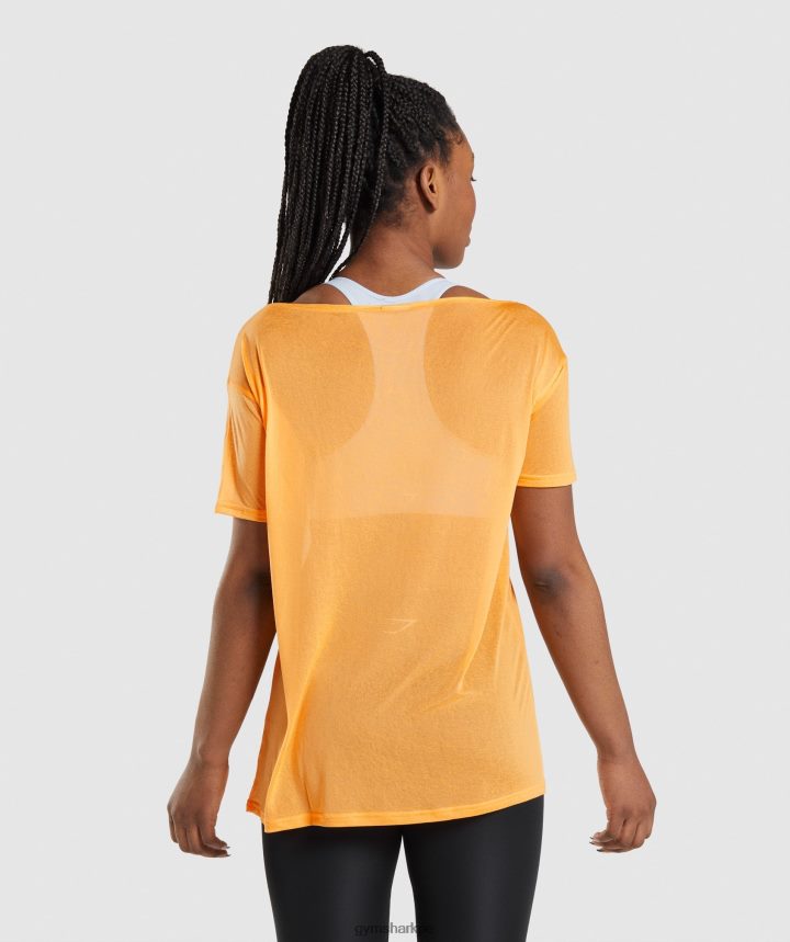 Gymsharkcamiseta oversize de entrenamiento mujer albaricoque naranja PFTJ2N483 ropa