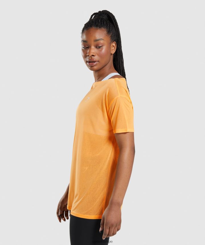 Gymsharkcamiseta oversize de entrenamiento mujer albaricoque naranja PFTJ2N483 ropa