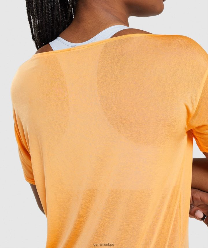 Gymsharkcamiseta oversize de entrenamiento mujer albaricoque naranja PFTJ2N483 ropa