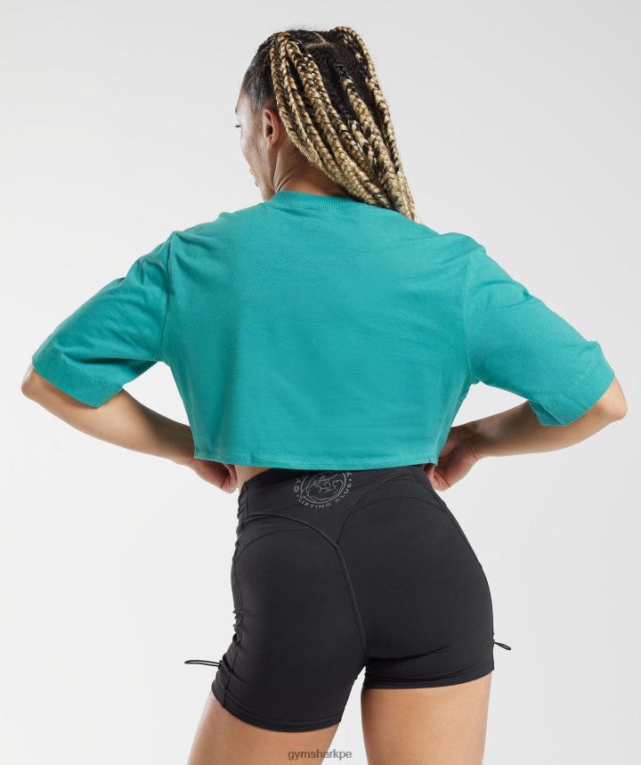 Gymsharktop corto de algodón mujer joya verde PFTJ2N450 ropa