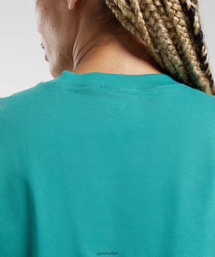 Gymsharktop corto de algodón mujer joya verde PFTJ2N450 ropa