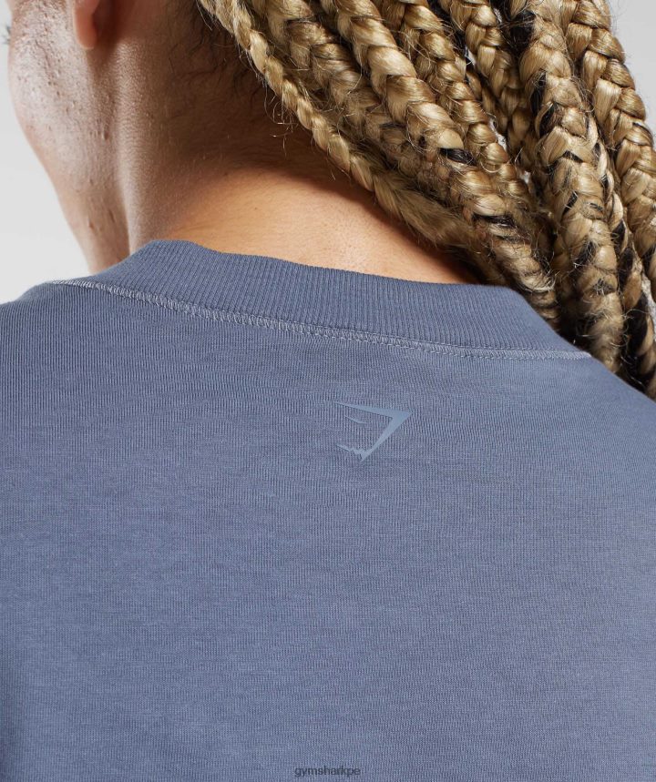 Gymsharktop corto de algodón mujer noche azul PFTJ2N455 ropa