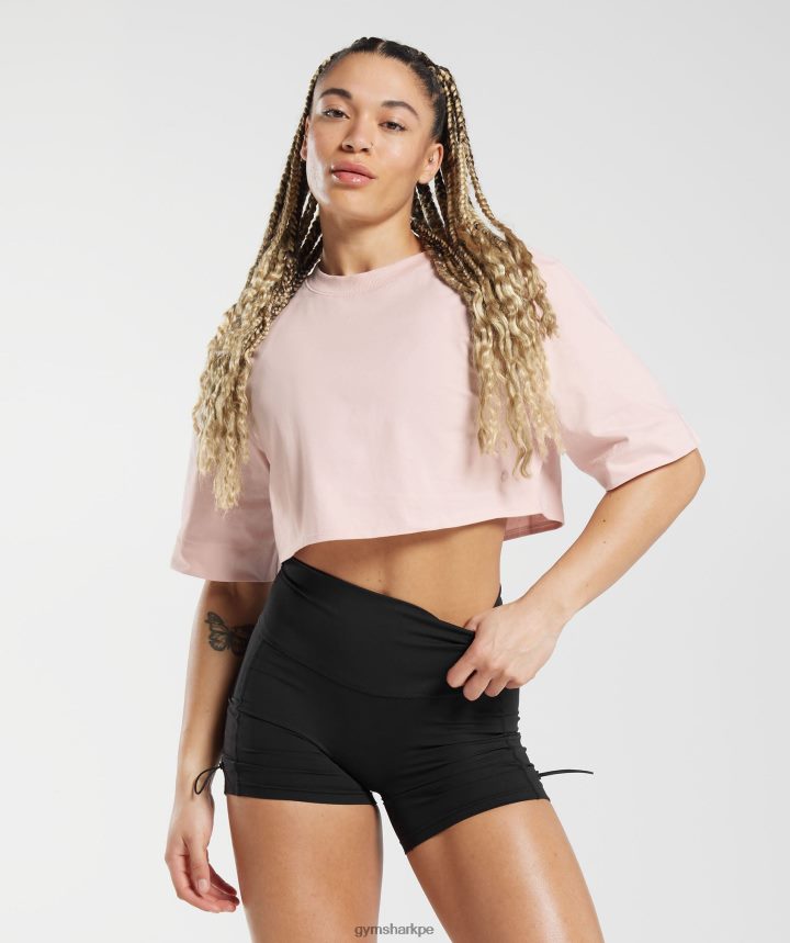 Gymsharktop corto de algodón mujer rosa brumoso PFTJ2N463 ropa