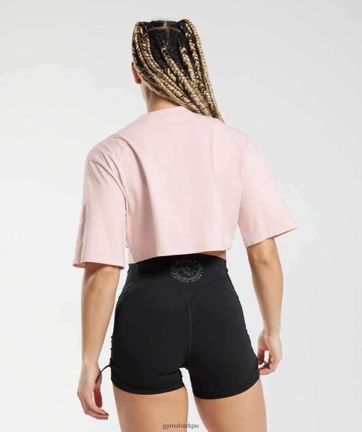 Gymsharktop corto de algodón mujer rosa brumoso PFTJ2N463 ropa