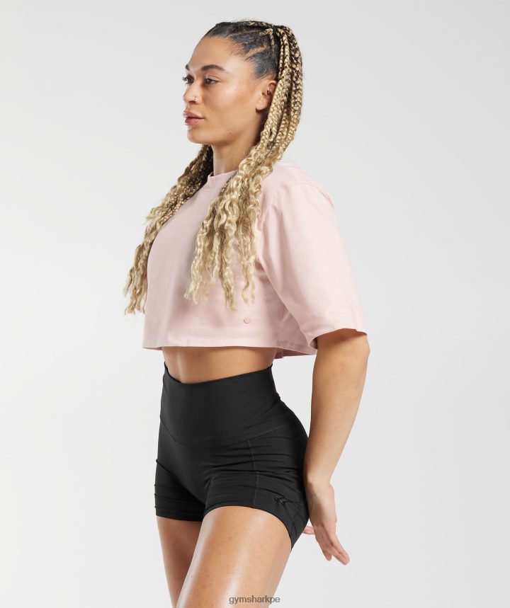 Gymsharktop corto de algodón mujer rosa brumoso PFTJ2N463 ropa