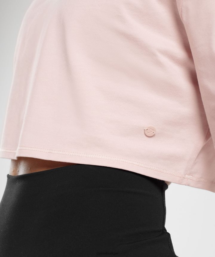 Gymsharktop corto de algodón mujer rosa brumoso PFTJ2N463 ropa