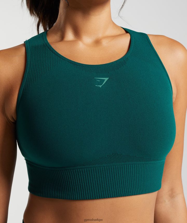 Gymsharktop corto de punto por urdimbre mujer bosque verde PFTJ2N476 ropa