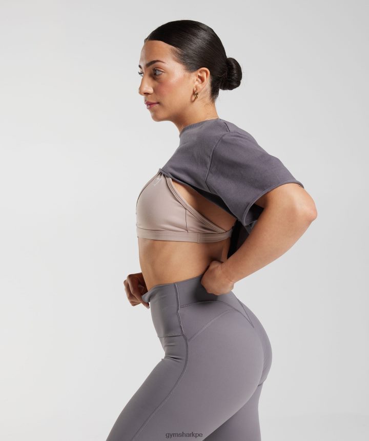Gymsharktop de encogimiento de hombros heredado mujer gris titanio PFTJ2N494 ropa