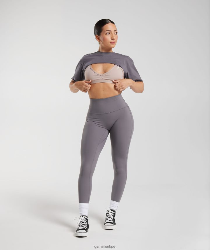 Gymsharktop de encogimiento de hombros heredado mujer gris titanio PFTJ2N494 ropa